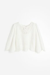 [FAS-024] Embroidered linen-blend blouse